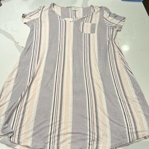 Soma Short Sleeve Pink and Blue Stripe Nightgown Size Small EUC